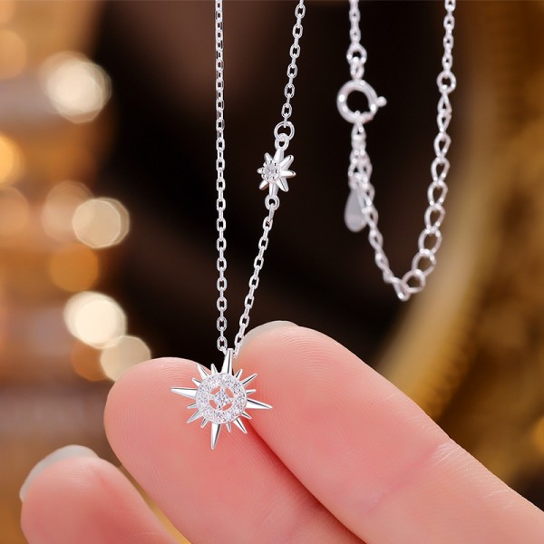 S925 Sterling Silver Minimalist Daisy Collarbone Necklace