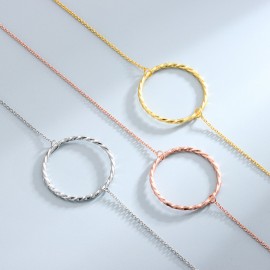 S925 Sterling Silver Hand-Twisted Wire Loop Neckla...