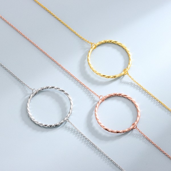 S925 Sterling Silver Hand-Twisted Wire Loop Necklace