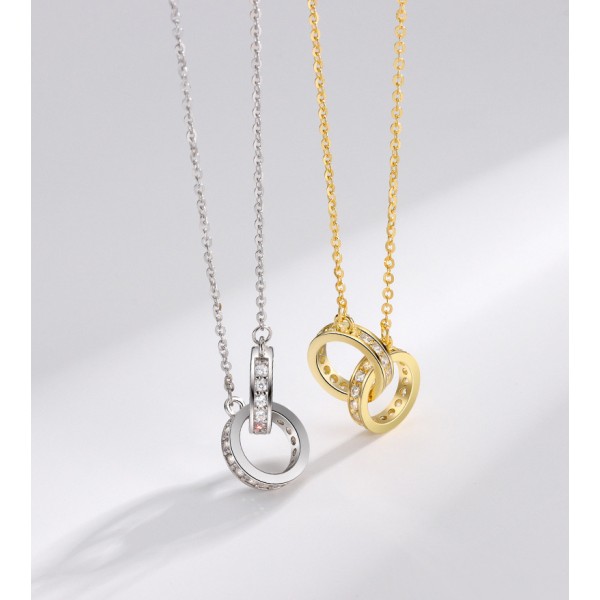 S925 Sterling Silver Niche Interlocking Link Collarbone Necklace