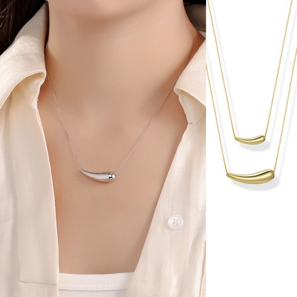 S925 Sterling Silver Chili Eggplant Small Gold Bean Necklace