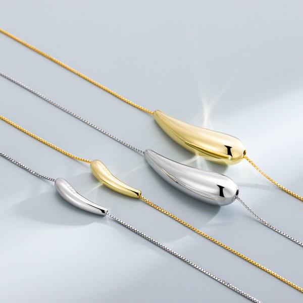 S925 Sterling Silver Chili Eggplant Small Gold Bean Necklace