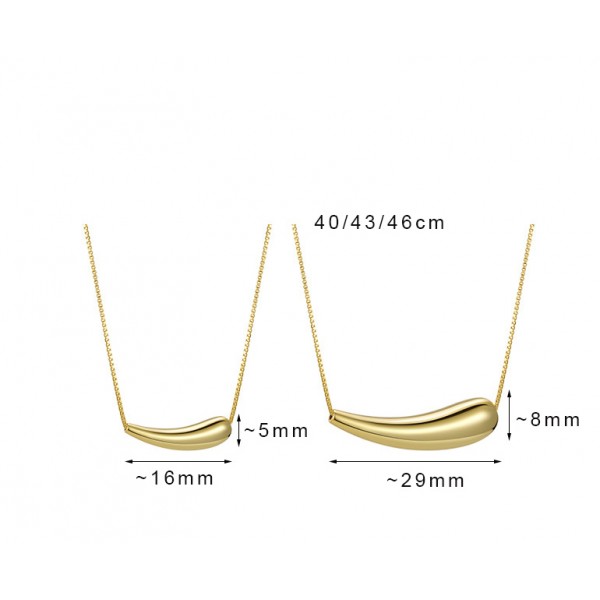 S925 Sterling Silver Chili Eggplant Small Gold Bean Necklace