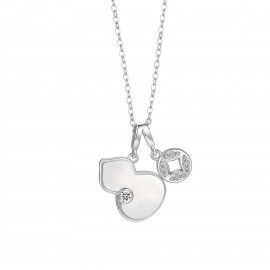 S925 Sterling Silver White Mother-of-Pearl Gourd N...