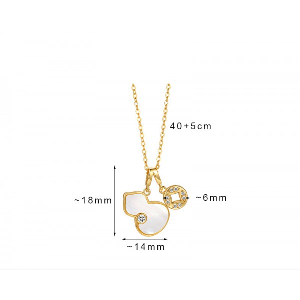 S925 Sterling Silver White Mother-of-Pearl Gourd Necklace