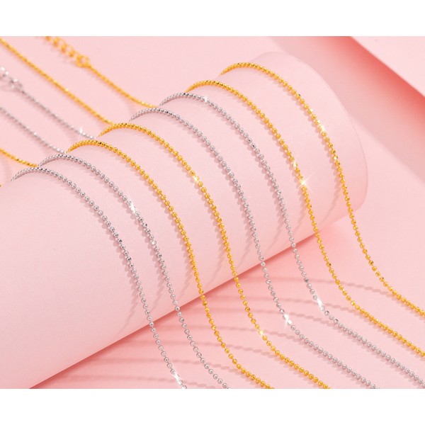 S925 Sterling Silver Beaded Minimalist Necklace