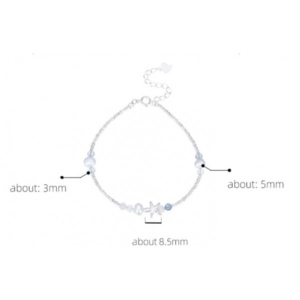 925 Sterling Silver Starfish Shattered Silver Bracelet