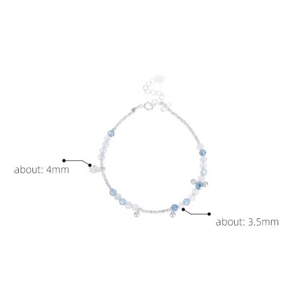 925 Sterling Silver Floral Leaf and Bead Bracelet