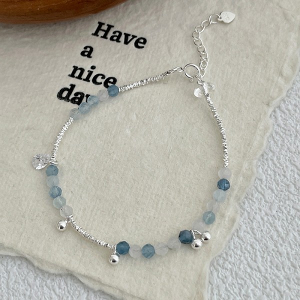 925 Sterling Silver Floral Leaf and Bead Bracelet