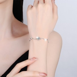 925 Sterling Silver Asymmetric Chain Bracelet with...