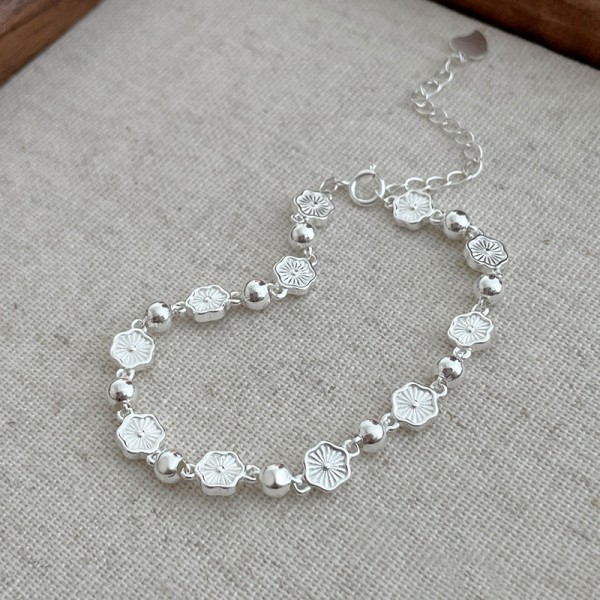 925 Sterling Silver Peach Blossom Bracelet