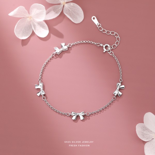 925 Sterling Silver Bow Bracelet