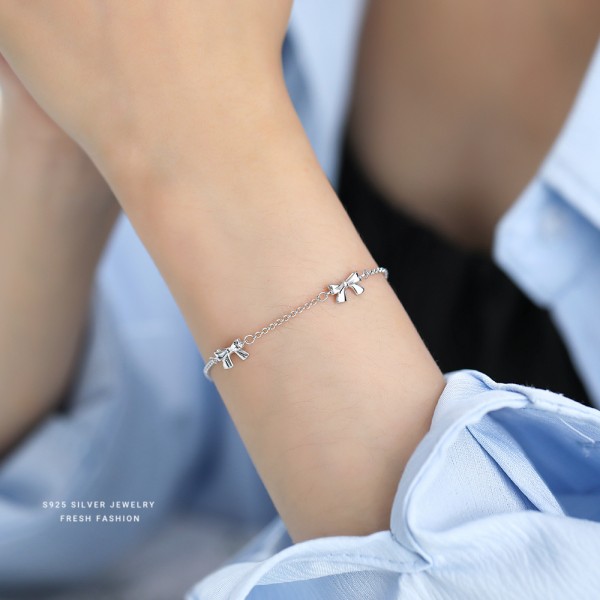 925 Sterling Silver Bow Bracelet
