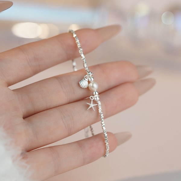 925 Sterling Silver Crushed Shell Bracelet