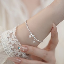 925 Sterling Silver Crushed Shell Bracelet