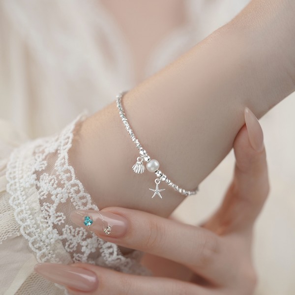 925 Sterling Silver Crushed Shell Bracelet