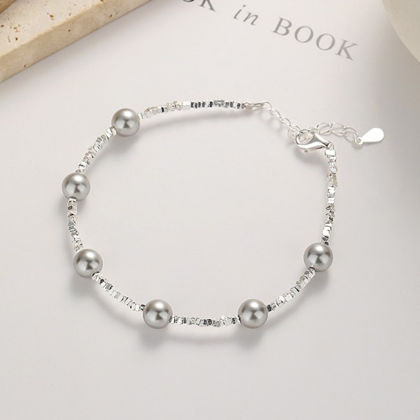925 Sterling Silver Crushed Pearl Bracelet