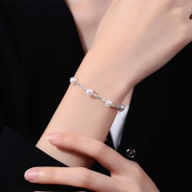 925 Sterling Silver Crushed Pearl Bracelet