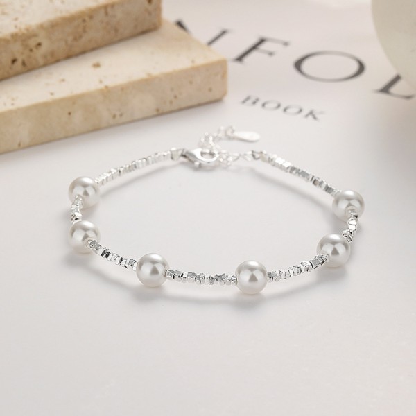 925 Sterling Silver Crushed Pearl Bracelet