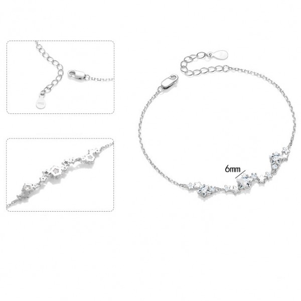 925 Sterling Silver Star Zircon Bracelet