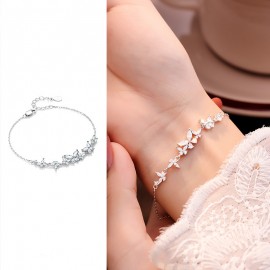 925 Sterling Silver Butterfly and Flower Bracelet