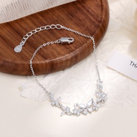 925 Sterling Silver Butterfly and Flower Bracelet