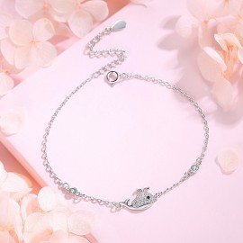 925 Sterling Silver Whale Zircon Bracelet