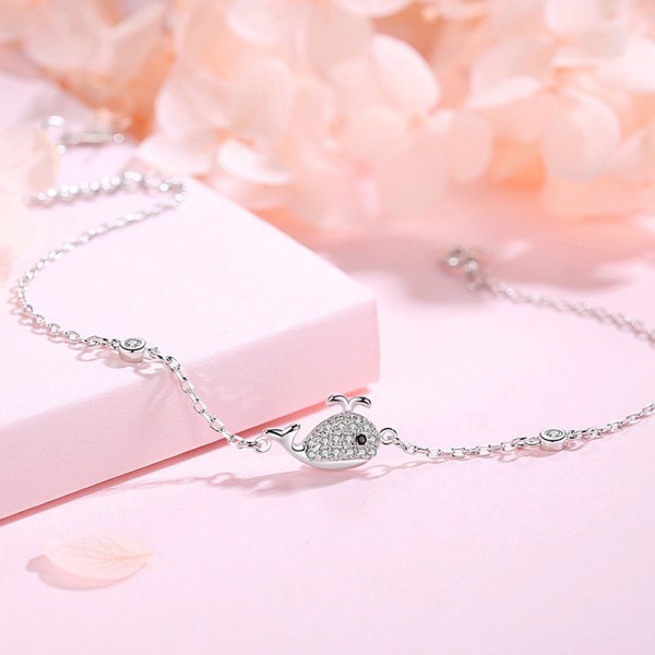 925 Sterling Silver Whale Zircon Bracelet