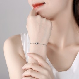 925 Sterling Silver Whale Zircon Bracelet