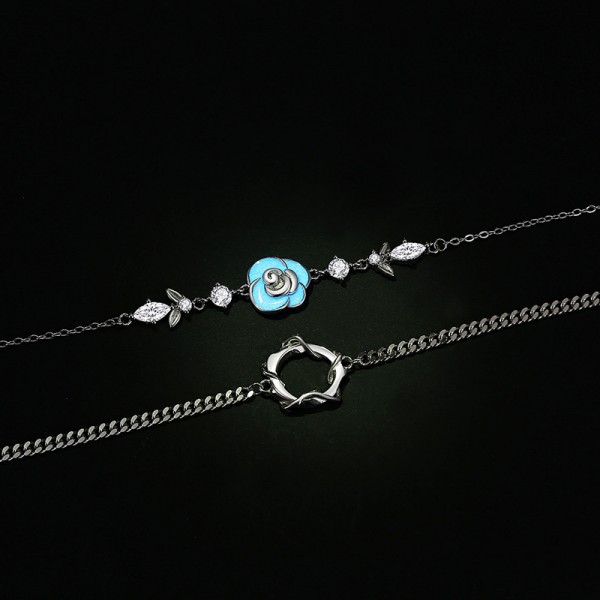 925 Sterling Silver Rose Couple's Bracelet