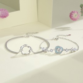 925 Sterling Silver Rose Couple's Bracelet