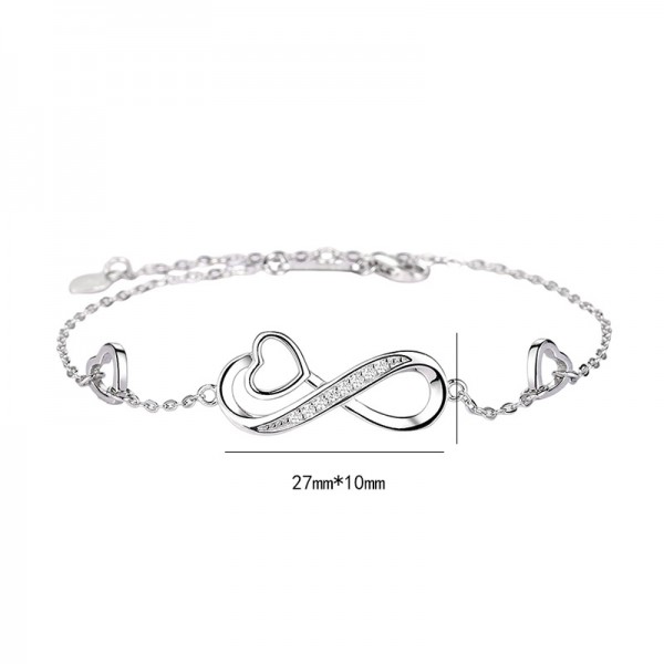 925 Sterling Silver Heart Link Bracelet