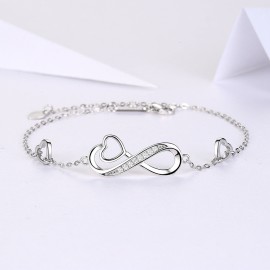 925 Sterling Silver Heart Link Bracelet