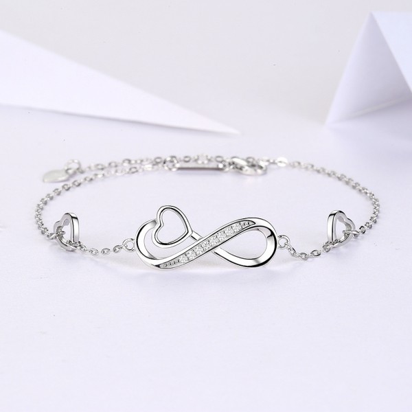 925 Sterling Silver Heart Link Bracelet