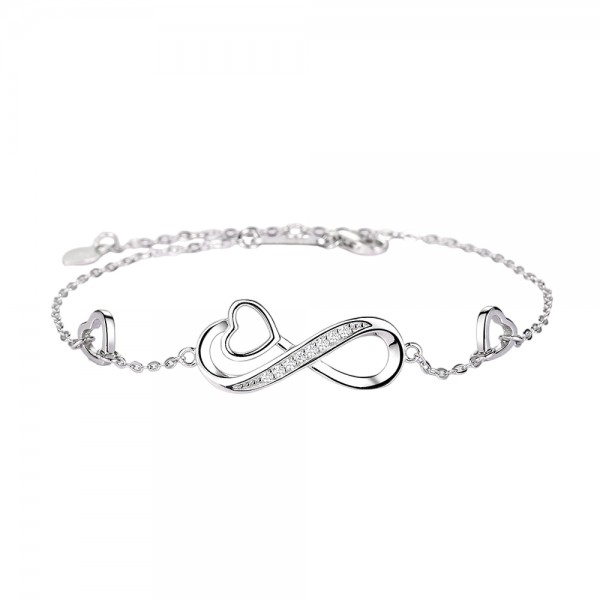 925 Sterling Silver Heart Link Bracelet