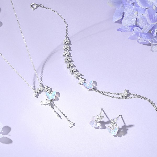 925 Sterling Silver Brushed Butterfly Bracelet