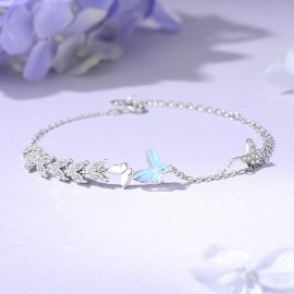 925 Sterling Silver Brushed Butterfly Bracelet