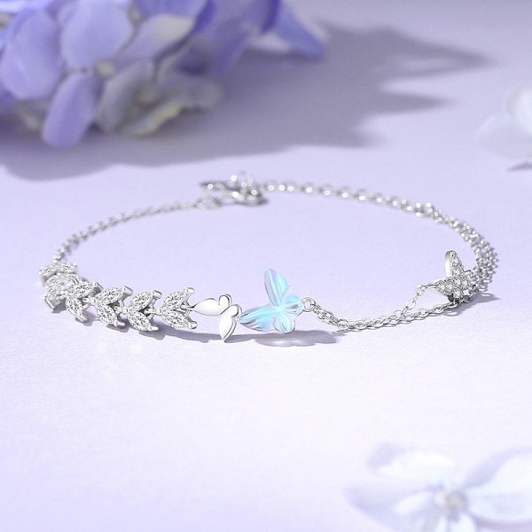 925 Sterling Silver Brushed Butterfly Bracelet
