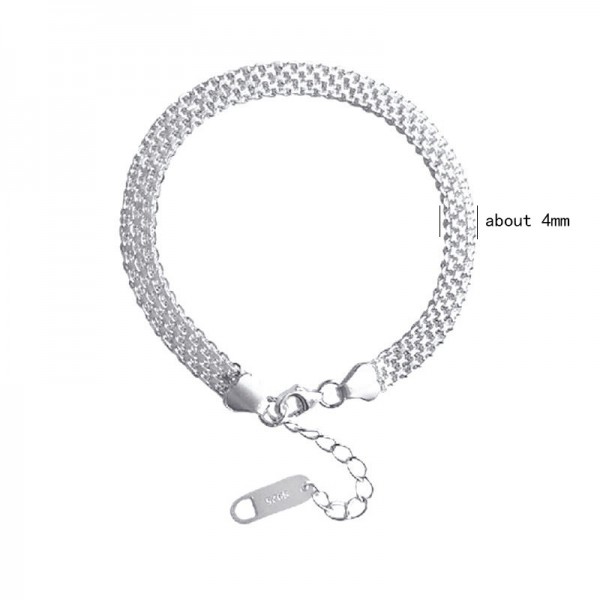 925 Sterling Silver Braided Chain Bracelet