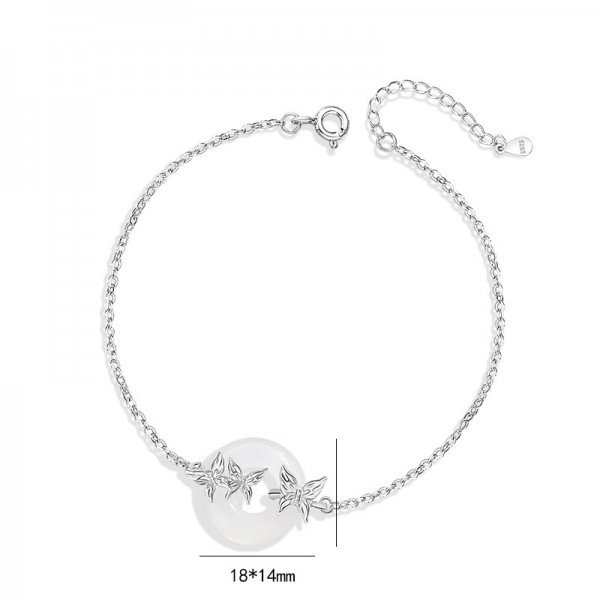925 Sterling Silver Chalcedony Butterfly Bracelet