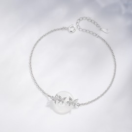 925 Sterling Silver Chalcedony Butterfly Bracelet