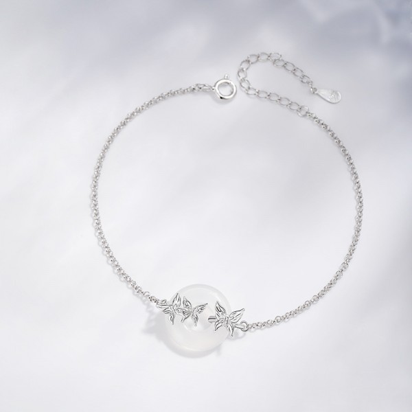 925 Sterling Silver Chalcedony Butterfly Bracelet