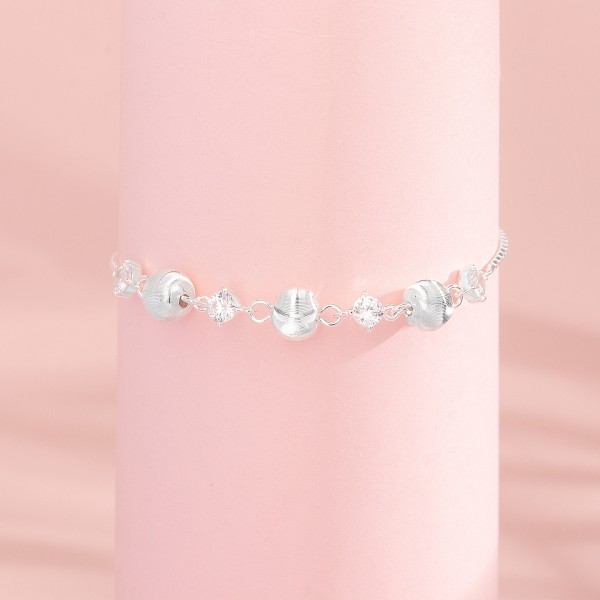 925 Sterling Silver Brushed Cat's Eye Bracelet