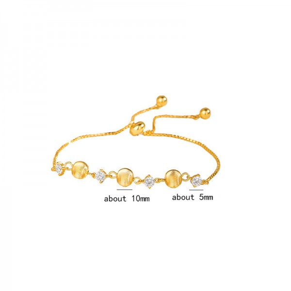 925 Sterling Silver Brushed Cat's Eye Bracelet