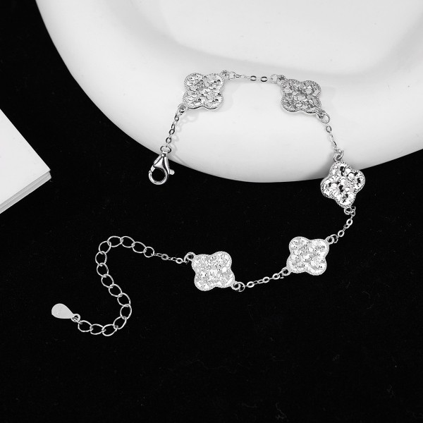 925 Sterling Silver Icy Clover Bracelet