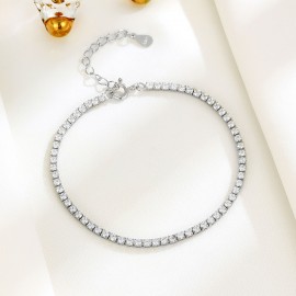 925 Sterling Silver Zircon Chain Bracelet