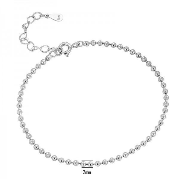 925 Sterling Silver Polished Bead Bracelet