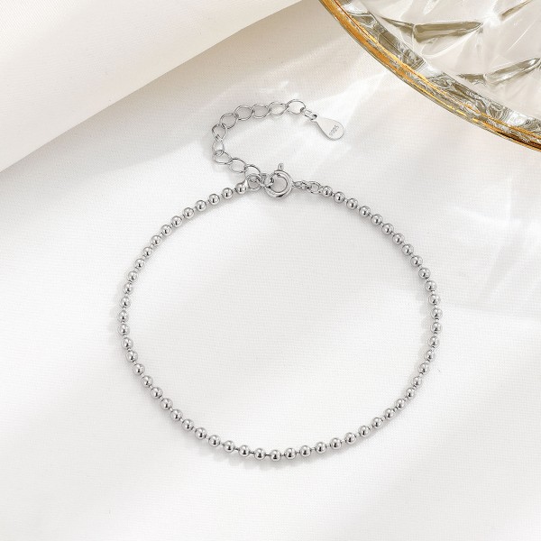 925 Sterling Silver Polished Bead Bracelet