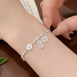 925 Sterling Silver Coin and Abacus Bracelet