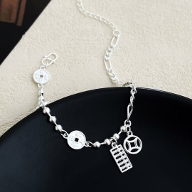 925 Sterling Silver Coin and Abacus Bracelet